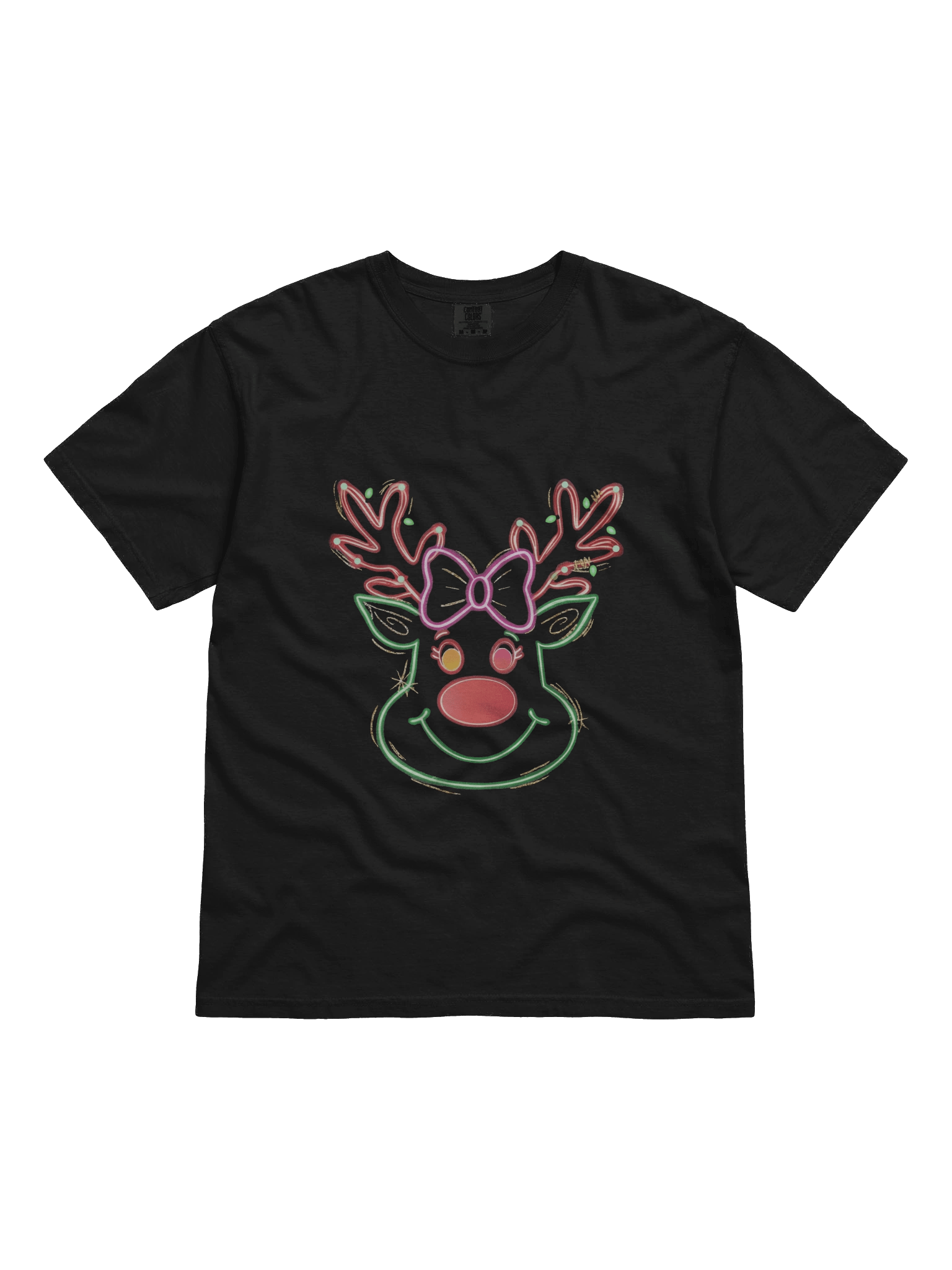 Neon Glow Reindeer T-Shirt | Heavyweight Cotton Festive Tee product image (1)