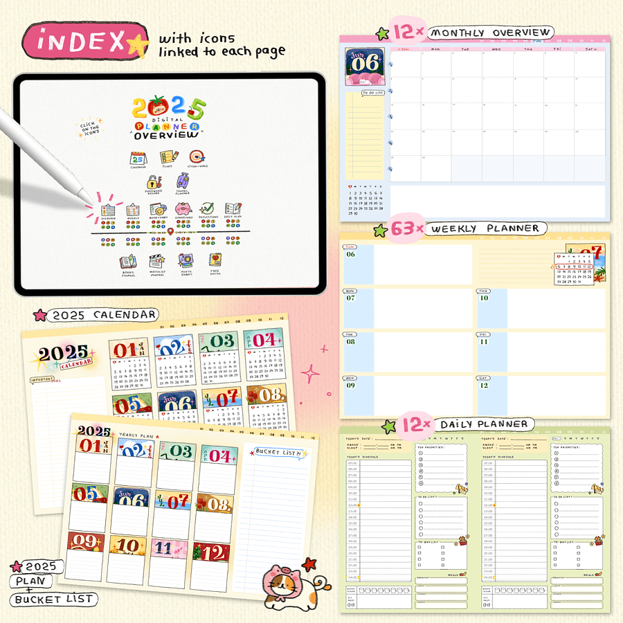 IXLOGO| digital planner 2025 ( hyperlinked + digital stickers included ) product image (3)