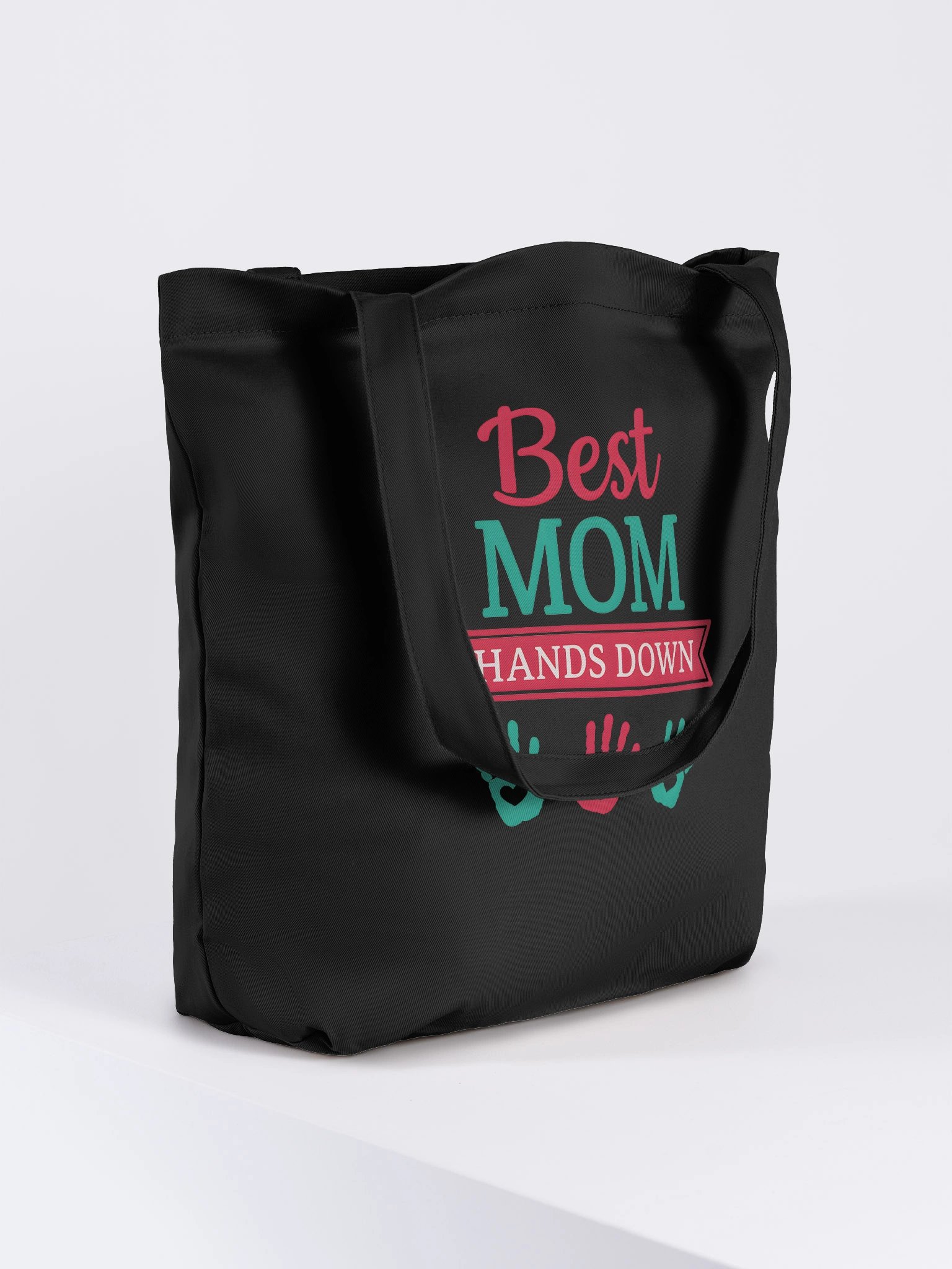 Best Mom Hands Down Tote Bag – Colorful Handprint Gift for Moms On-the-Go product image (2)