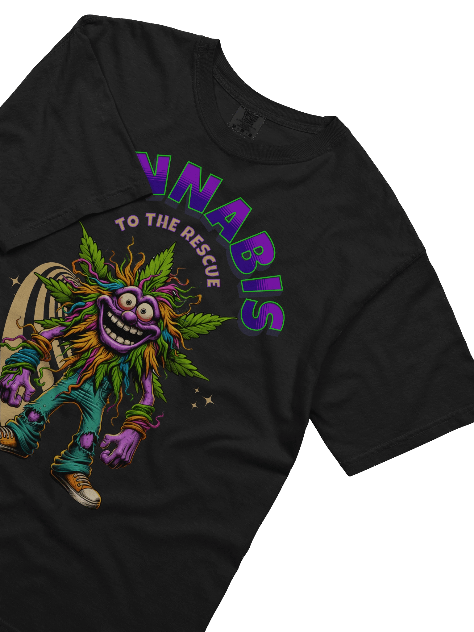 Hairy Bud - To the Rescue - Cannabis Leaf Cartoon Heavyweight T-Shirt product image (6)