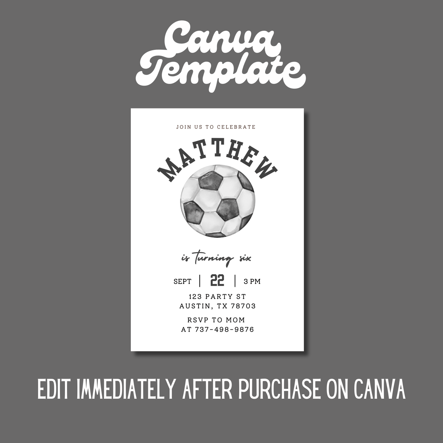 Soccer Birthday Invitation Template – Canva Editable Sports Birthday Invite product image (4)