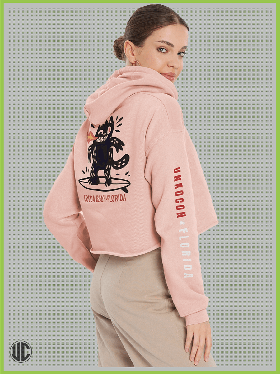 Cocoa Beach Crop Hoodie for Women – Cute Surf Graphic, Streetwear Fit, Soft Cotton Pullover product image (5)