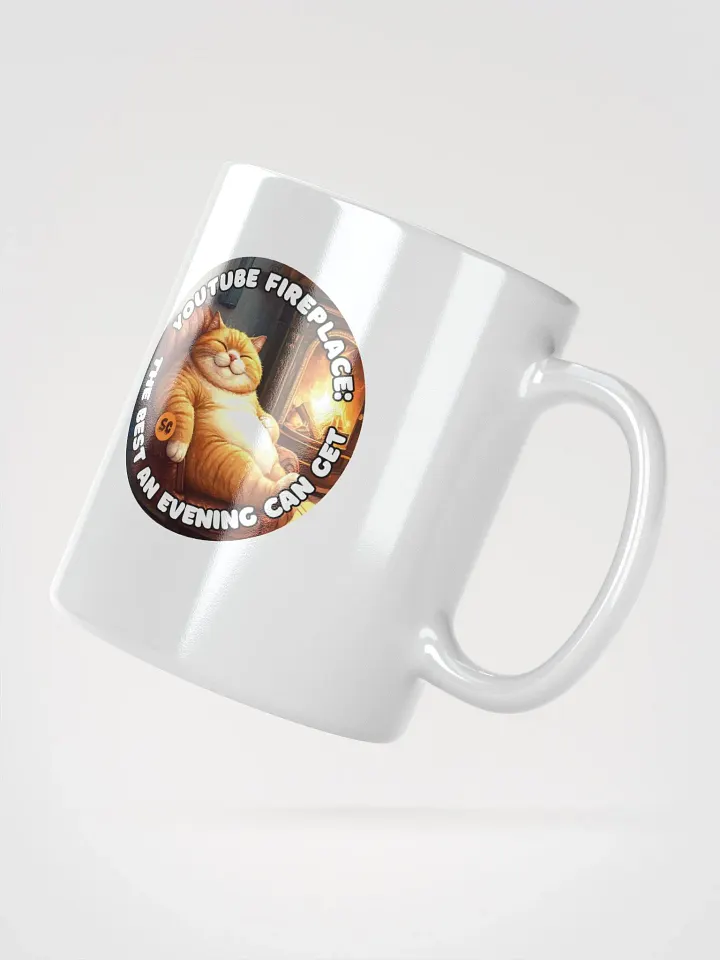 Cozy Cat - YouTube Fireplace: The Best an Evening Can Get | White Glossy Mug product image (4)