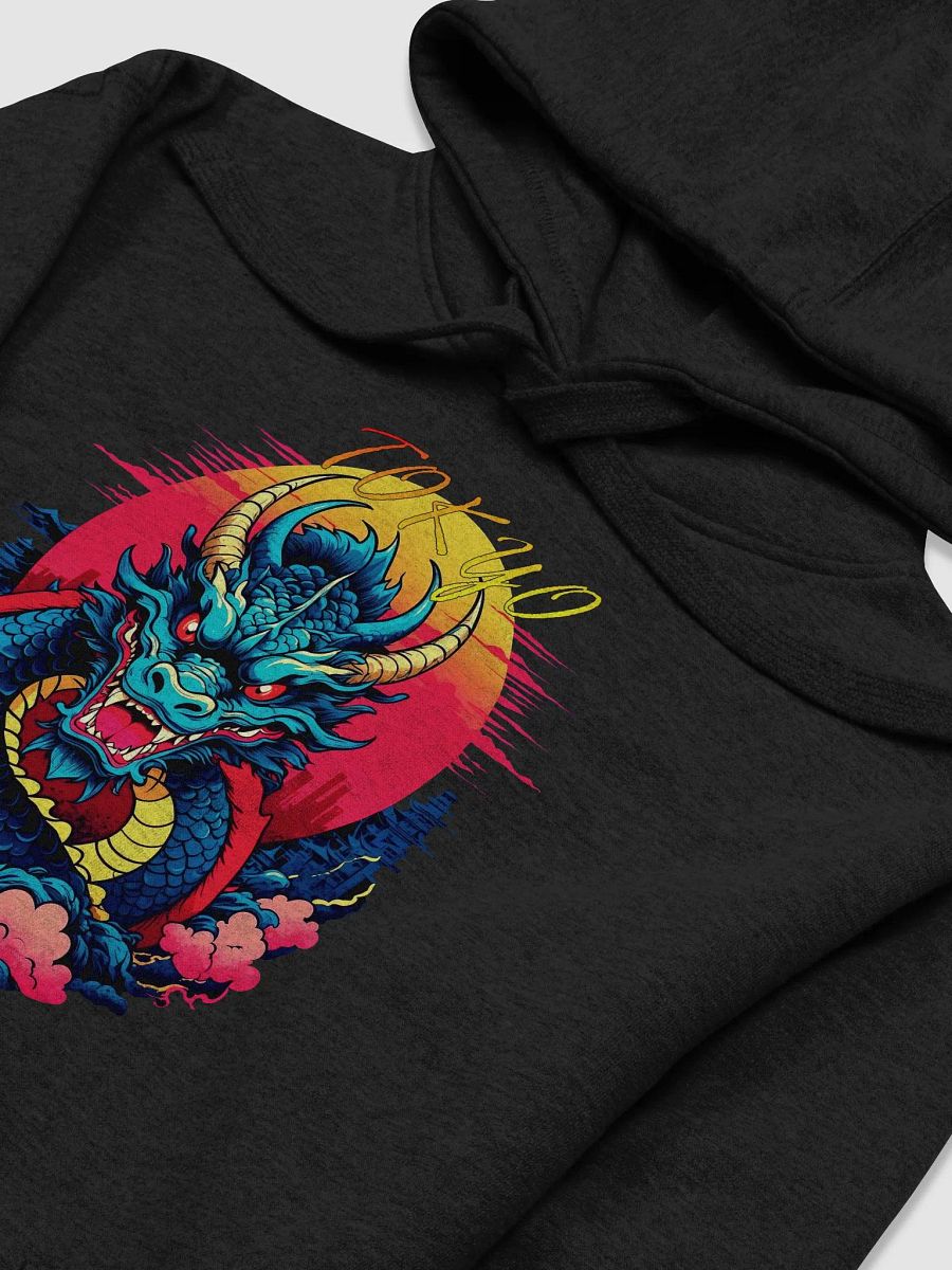 Retro Asian Tokyo Dragon Sunrise Unisex Hoodie product image (3)