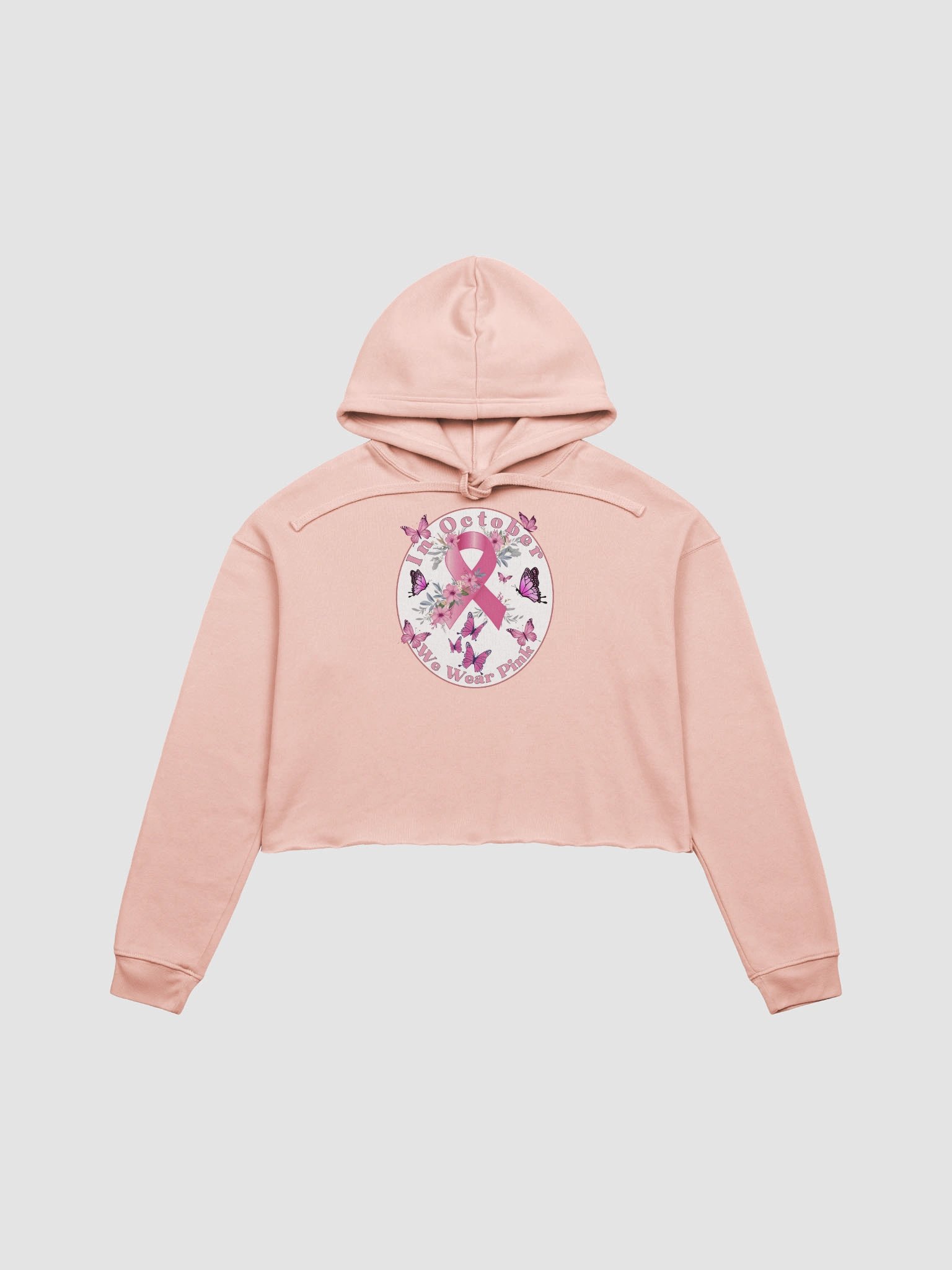 in october we wear pink fleece crop hoodie product image (1)