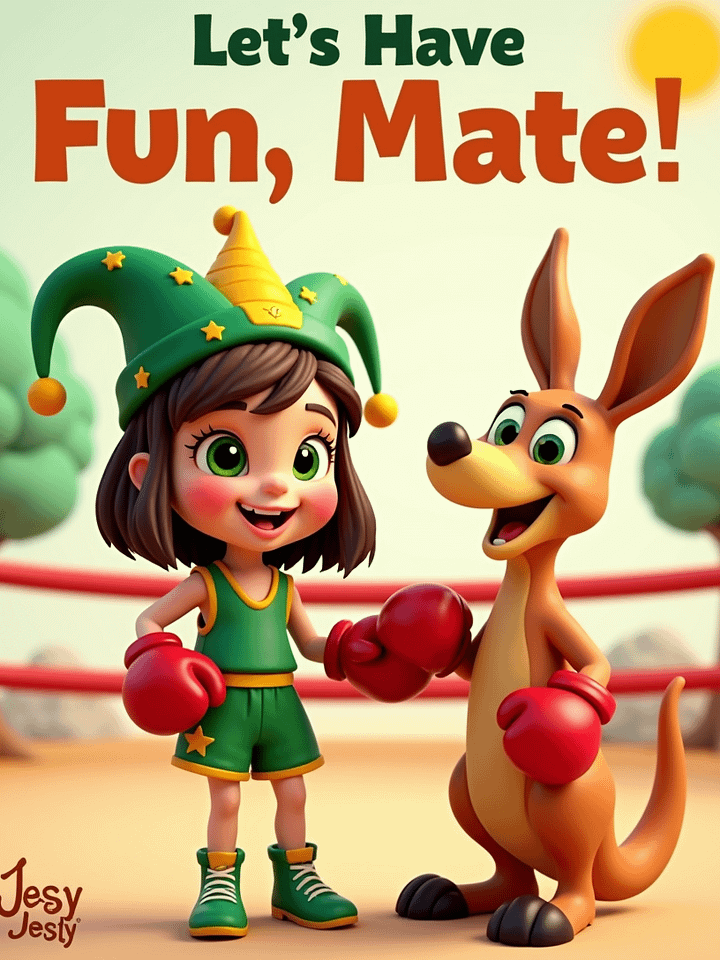 🦘 JessyJesty Downloadable Poster – Knockout Fun with Kangaroo Boxing! product image (1)