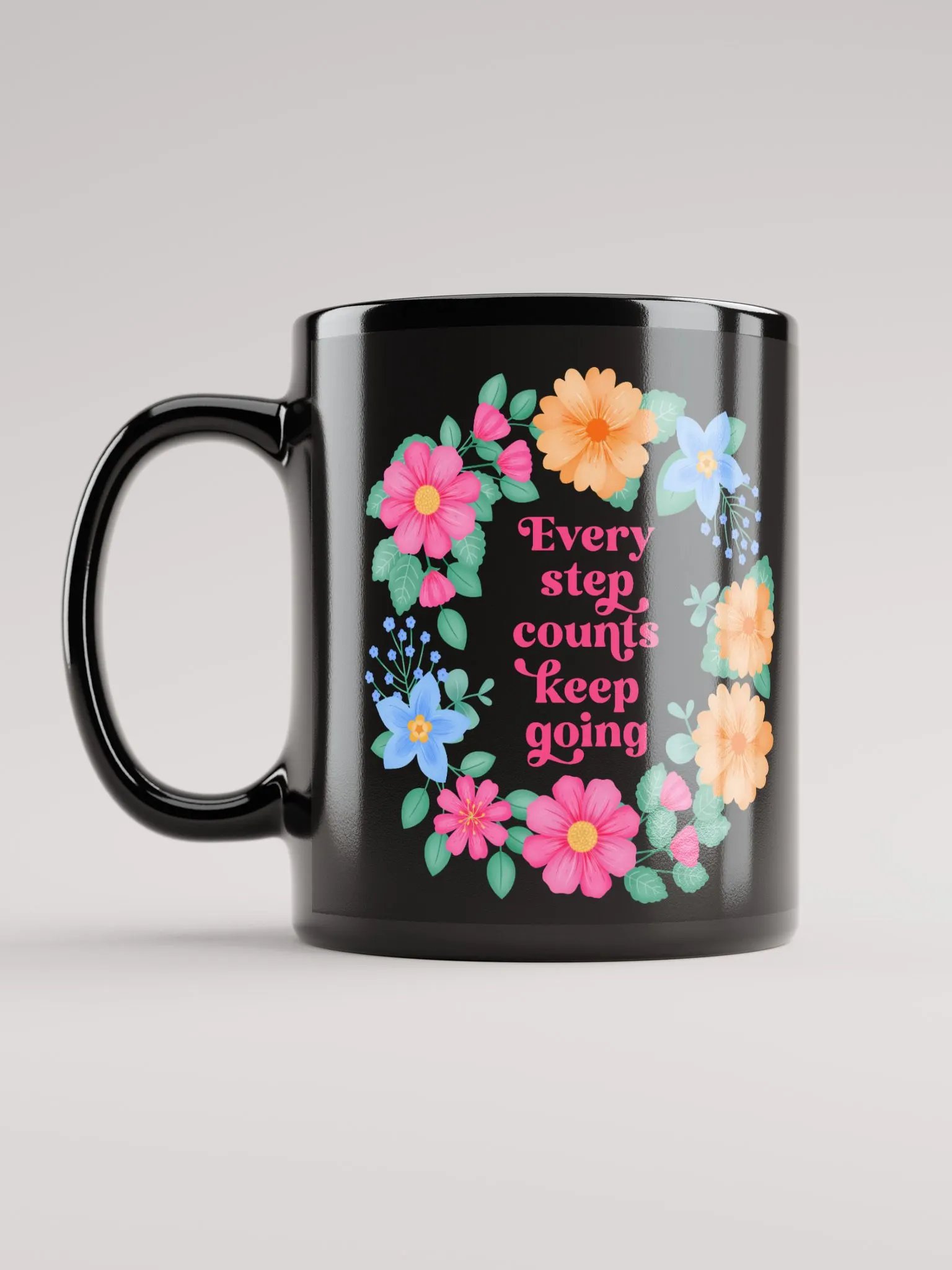 Every step counts keep going - Black Mug product image (6)