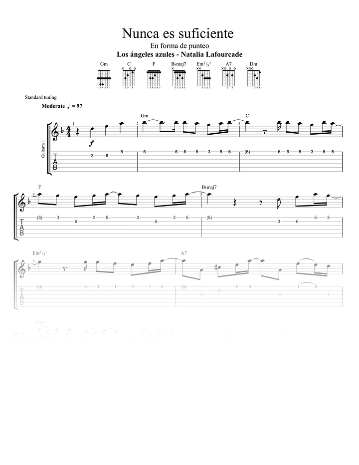 Nunca es suficiente - Punteo - Partitura + Tab + Acordes product image (1)