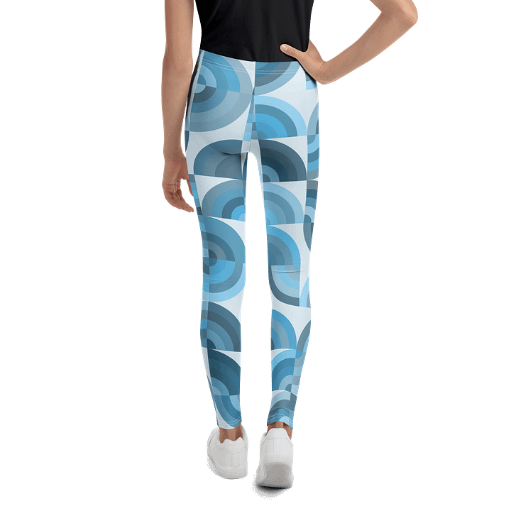 Symmetric Blue Mosaic Youth Leggings product image (2)