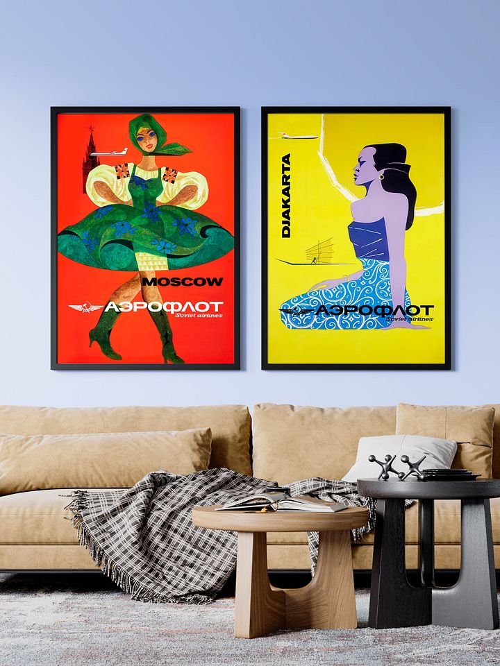 Soviet Aeroflot, USSR airlines 1970s: Jakarta, Indonesia — Soviet retro travel poster product image (2)