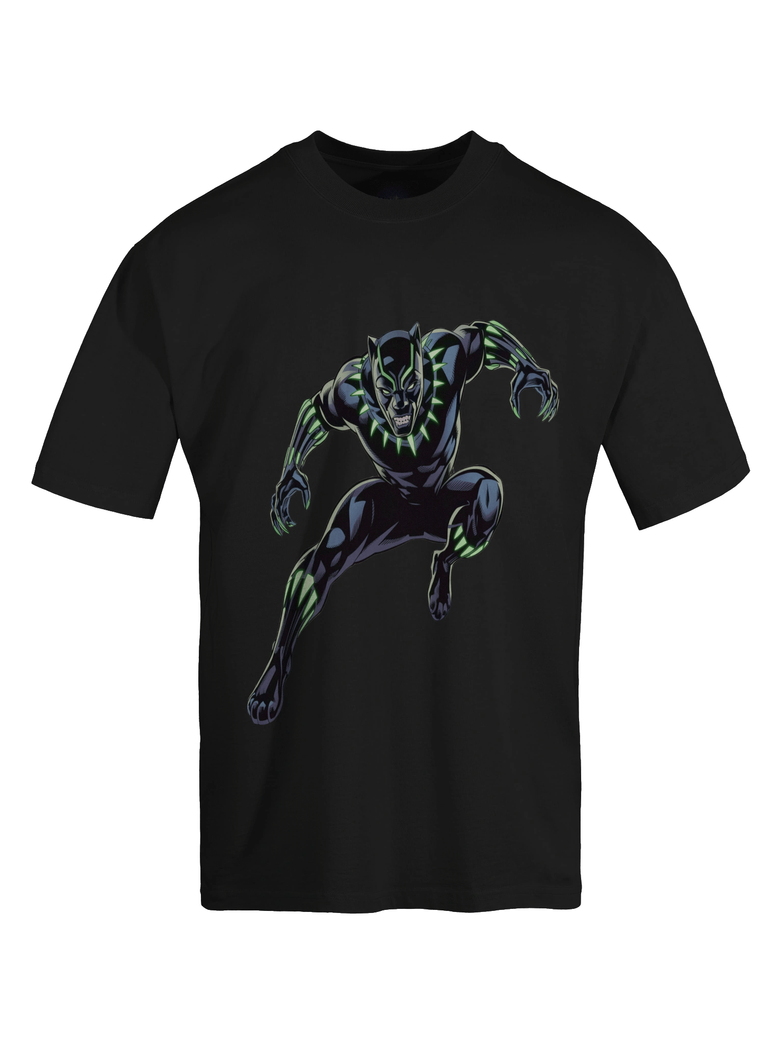 Black Panther Vibranium Glow Oversized Faded T-Shirt – Neon Claw Eclipse product image (1)