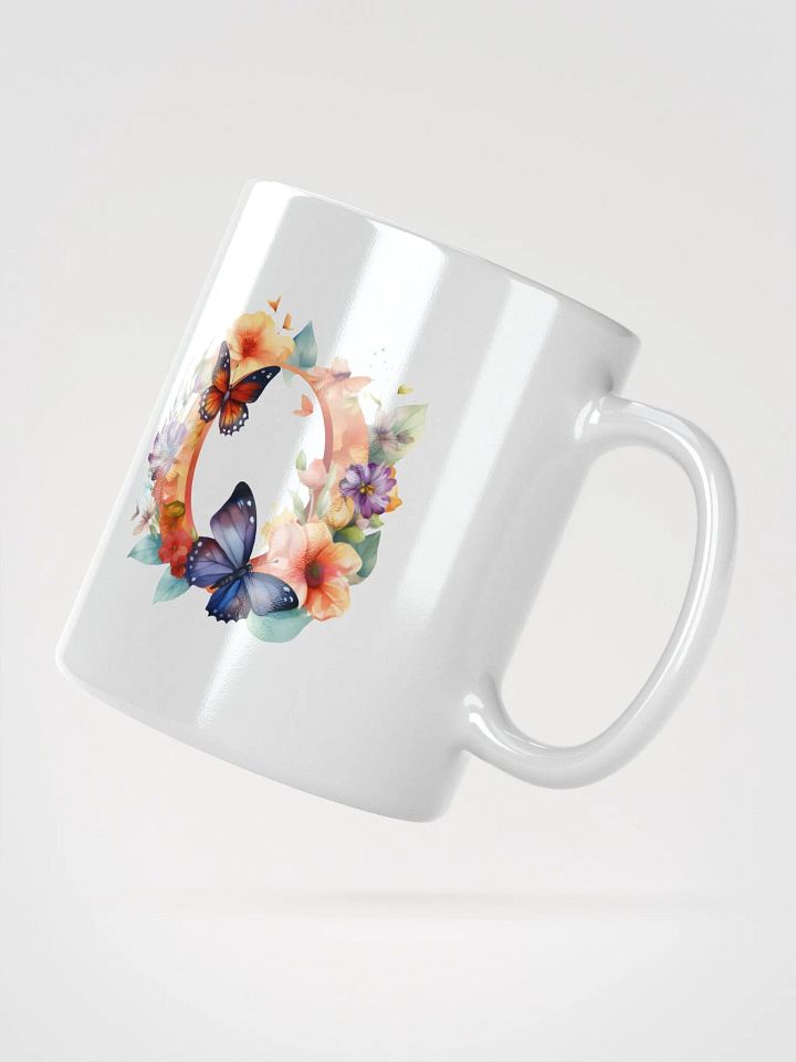 Letter O Monogram Floral Fantasy White Glossy Mug product image (6)