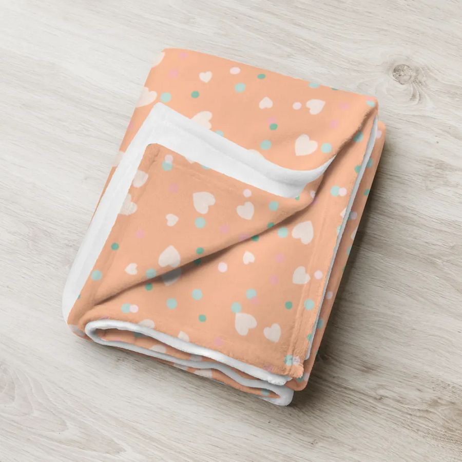Simply Peachy Hearts and Dots Peach Blanket product image (6)