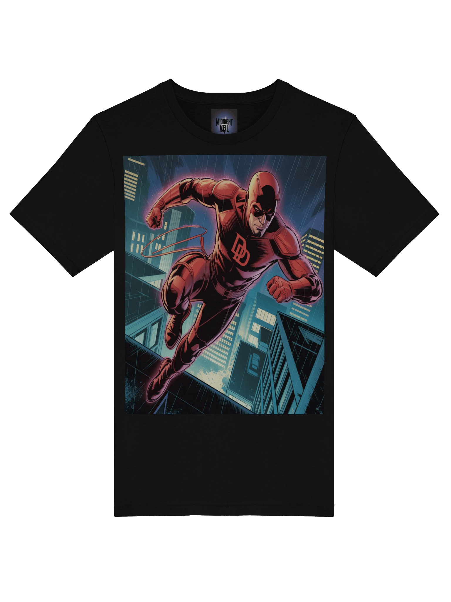 Neon Abyss: Daredevil Rooftop Eclipse T-Shirt product image (7)