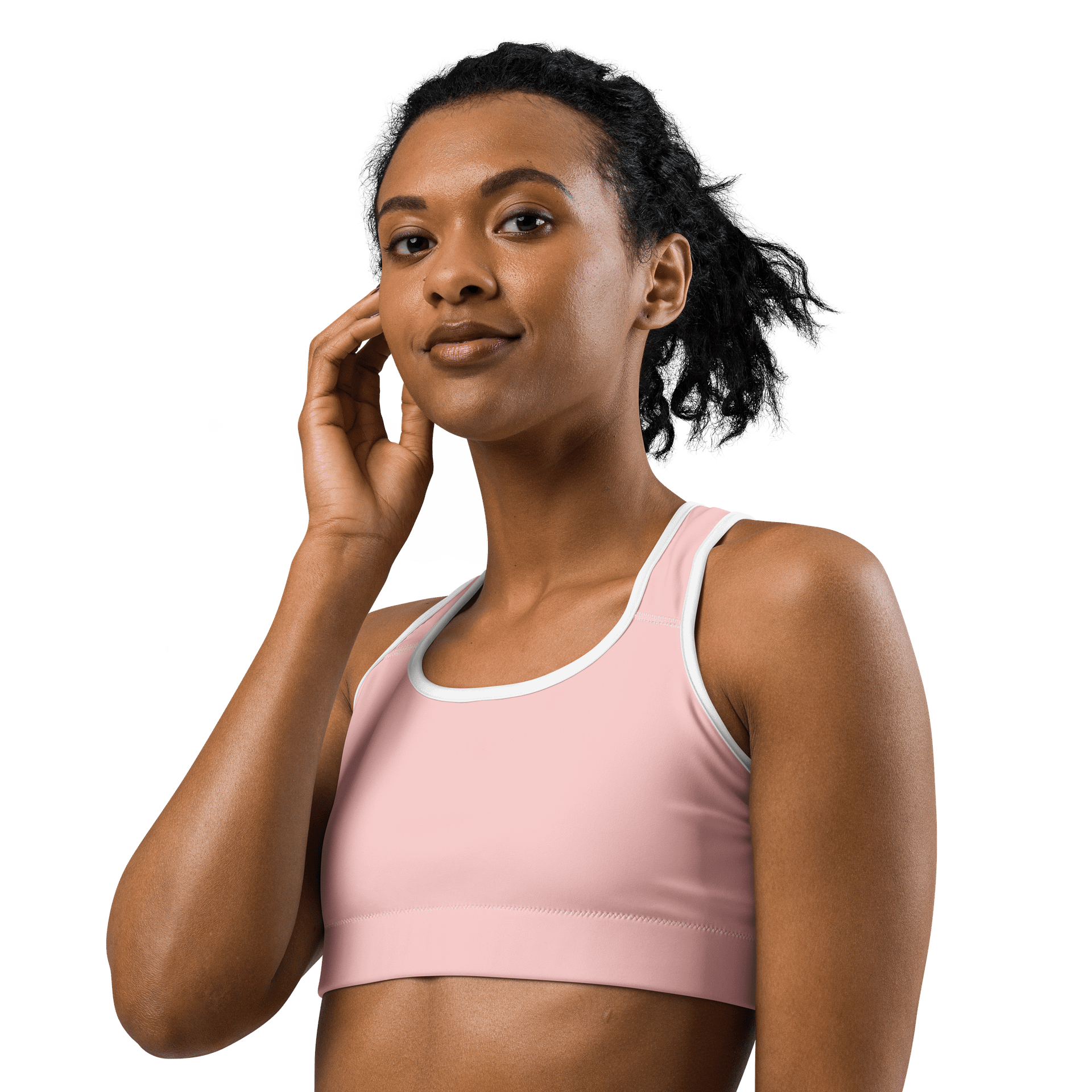 Rich People Nude Pink Solid Color & White Lining Sports Bra product image (2)