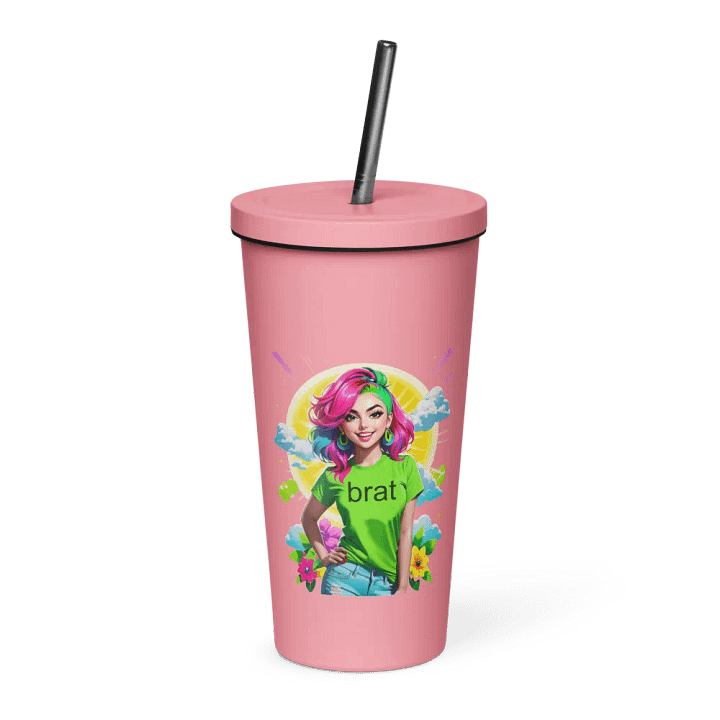 Brat 20 oz Tumbler Cup - Pink - Insulated Tumbler with a Straw v5 product image (1)