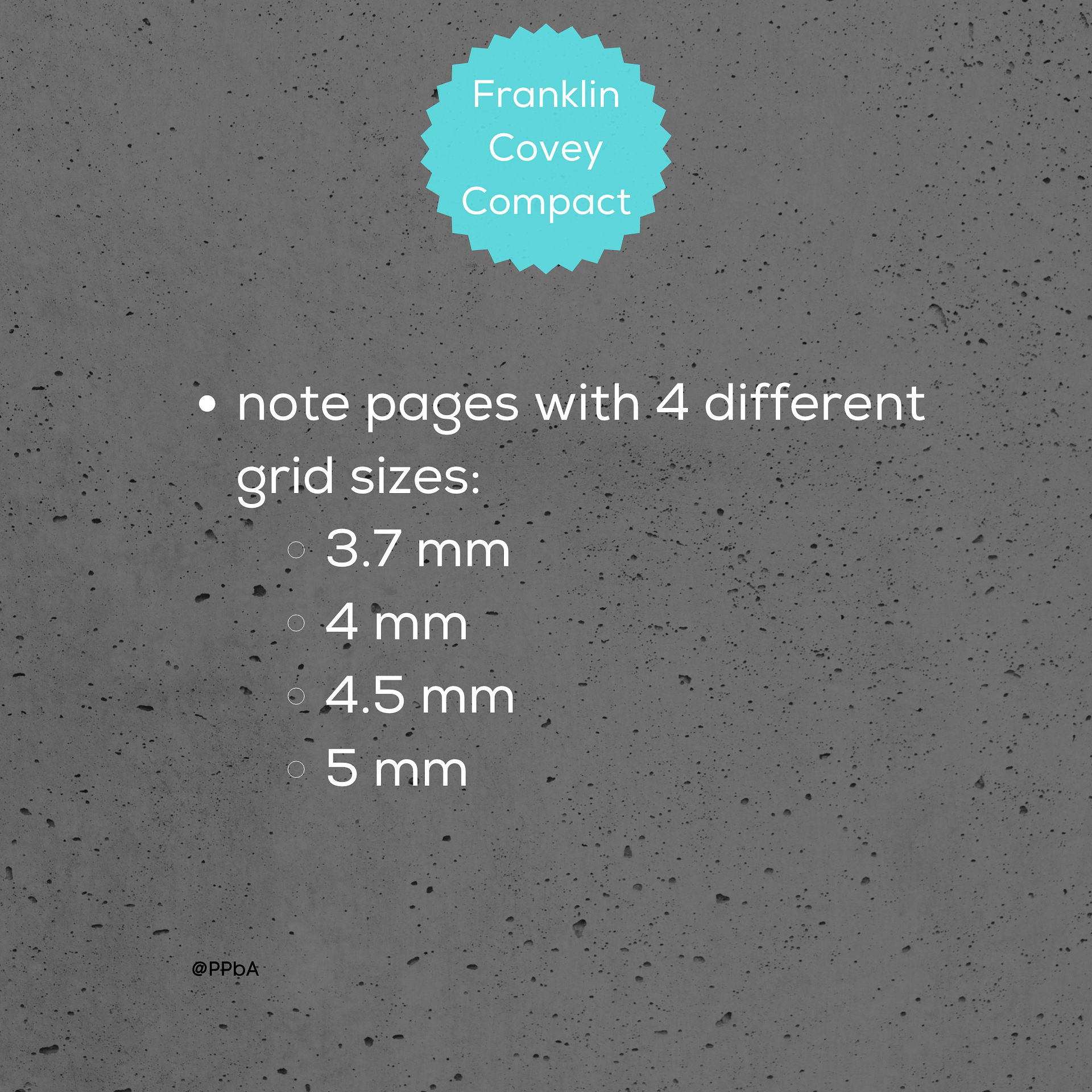 grid note pages - Franklin Covey Compact - various grid sizes - 3.7/4/4.5/5 mm product image (2)