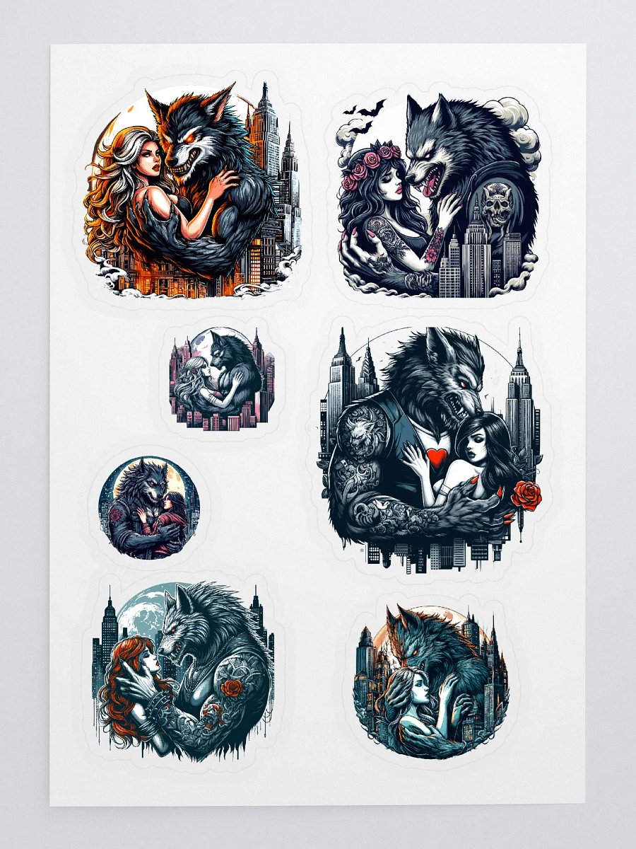 Nocturnal Embrace: Gothic City Stickers for Werewolf Romance Lovers product image (3)