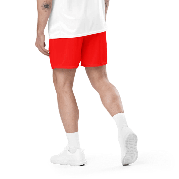 Plain Color Red Mesh Shorts product image (2)