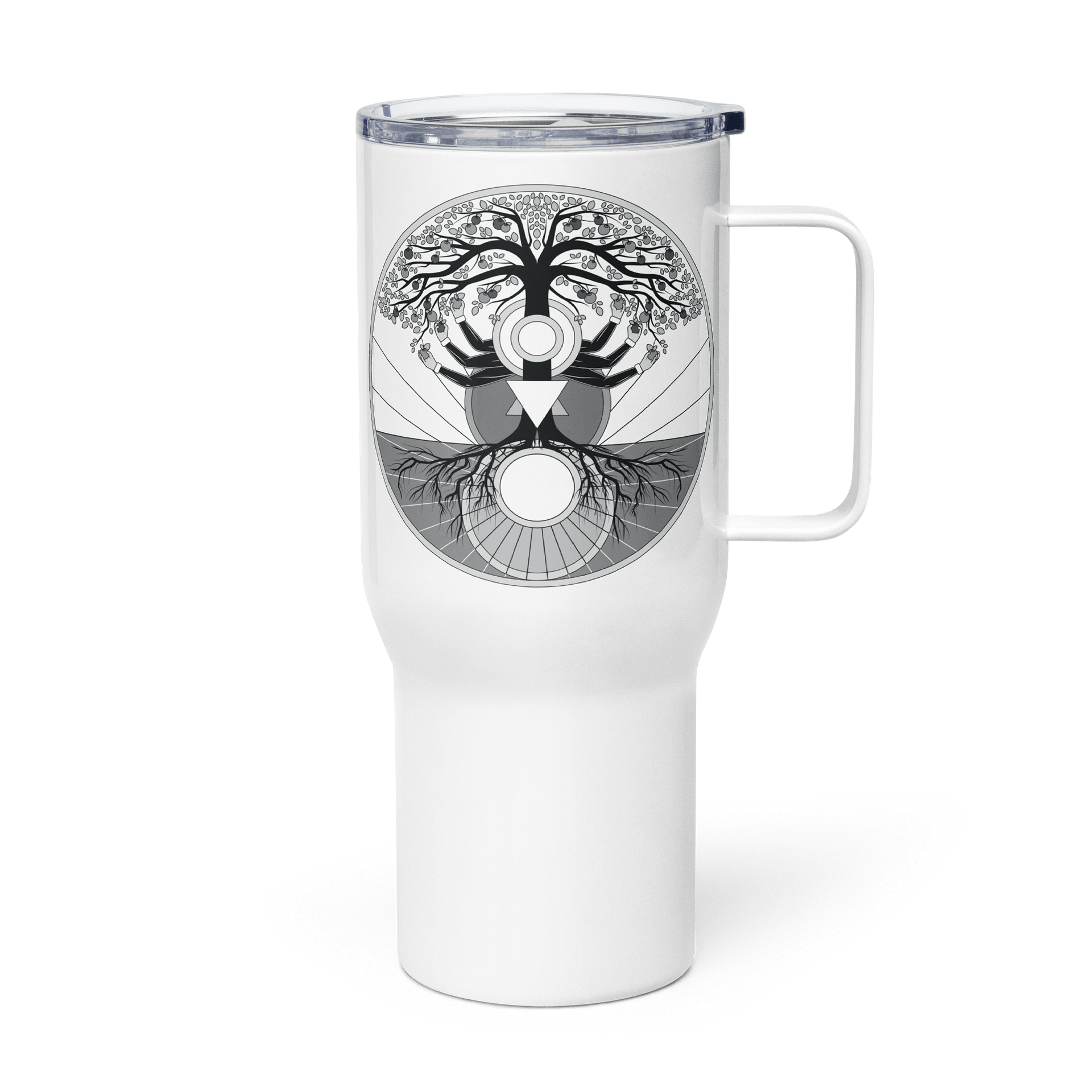 Stainless Steel Travel Mug with Handle - Tree of Psyche (Origional B&W) product image (3)