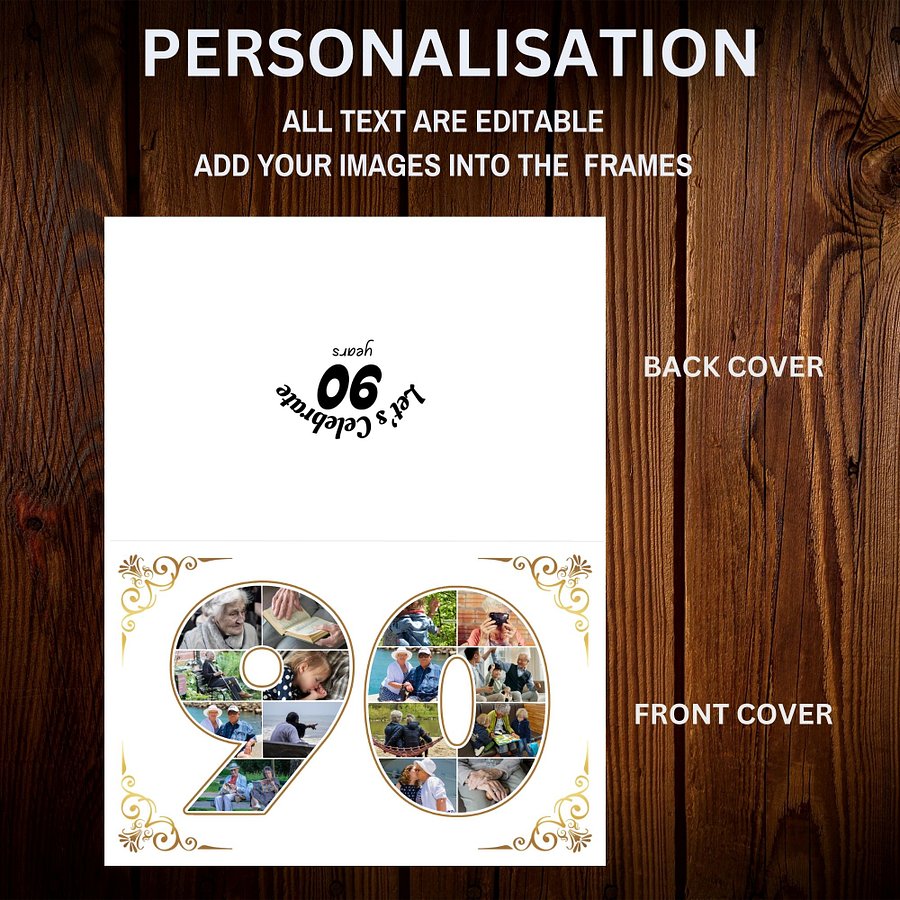Ninety Year Celebration Card Photo Collage Canva Template product image (7)