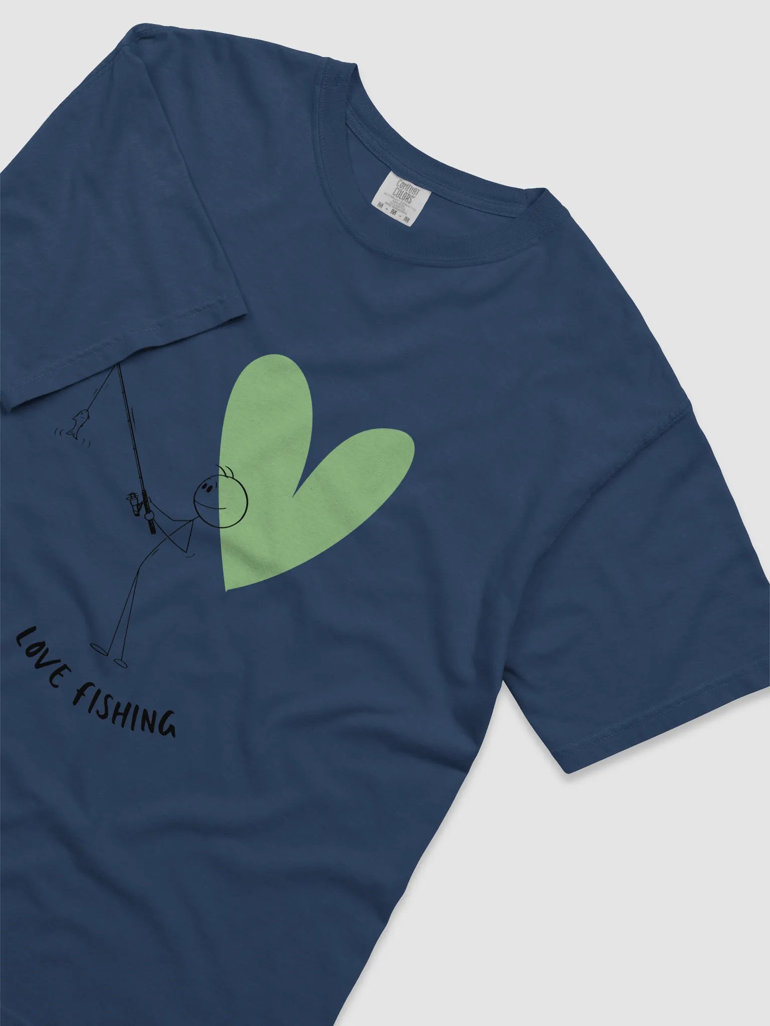 Love Fishing Heart Cartoon Heavyweight T-Shirt product image (3)