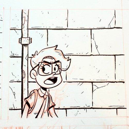 My favorite thing I inked today! Finally get to introduce one of my main characters, Kajol! They are an artist and they are t...