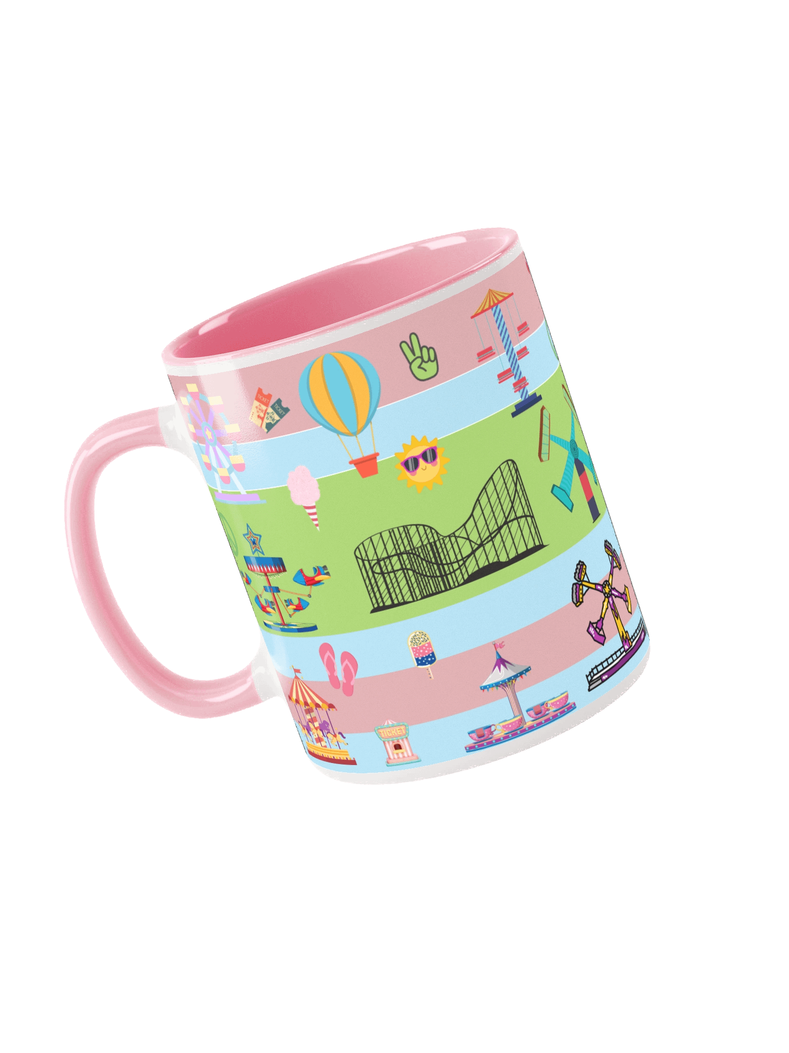 Pastel Park Vibes Mug – Roller Coaster & Carnival Ride Ceramic Cup for Theme Park Fans product image (3)