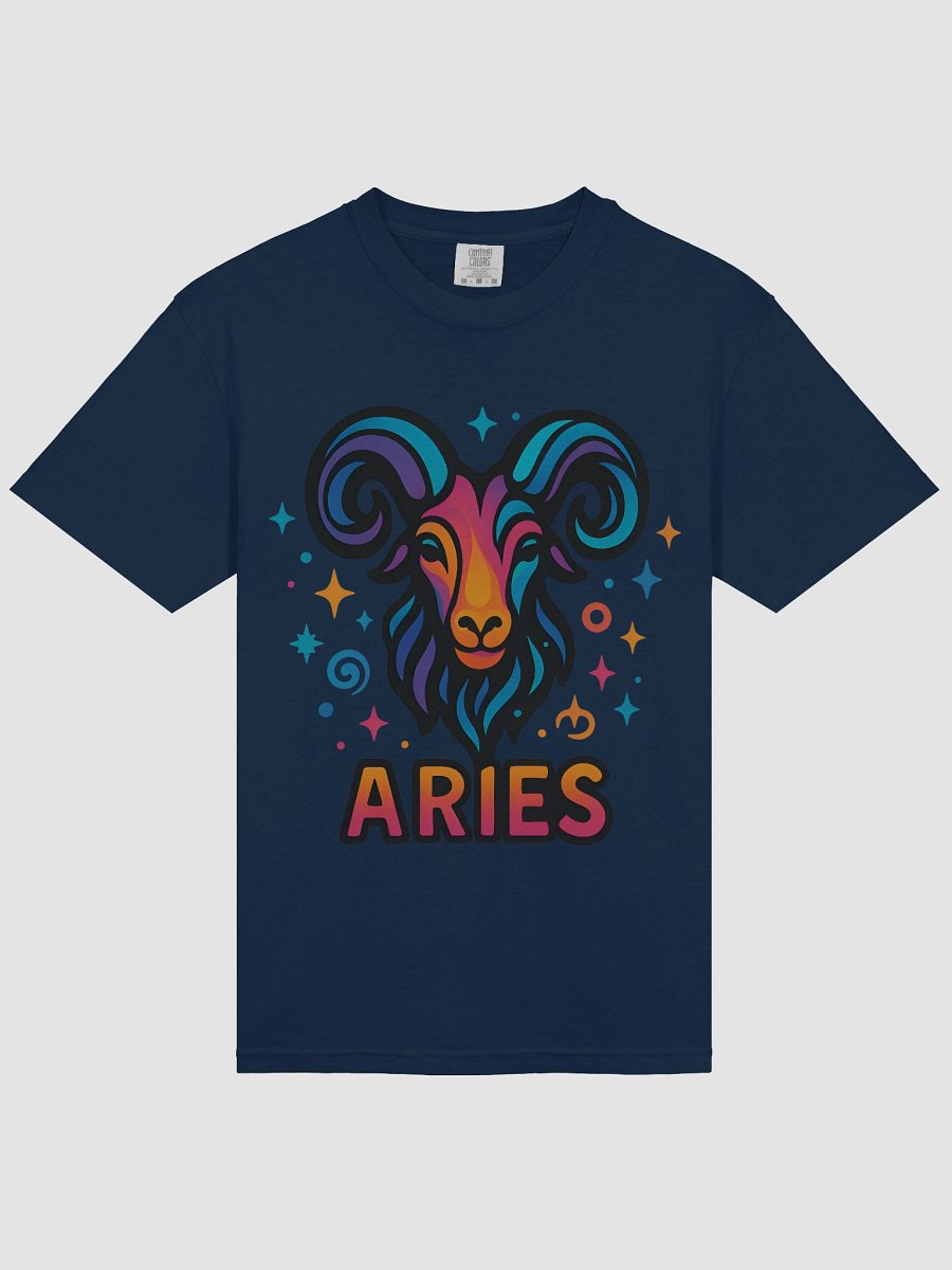 Aries Zodiac Sign T-Shirt – Bold & Fiery Psychedelic Horoscope Design 1 product image (3)