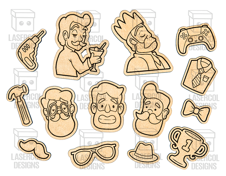 Father's Day Paint Kit DIY Cut Outs Set 2 - Laser Cut Files product image (2)