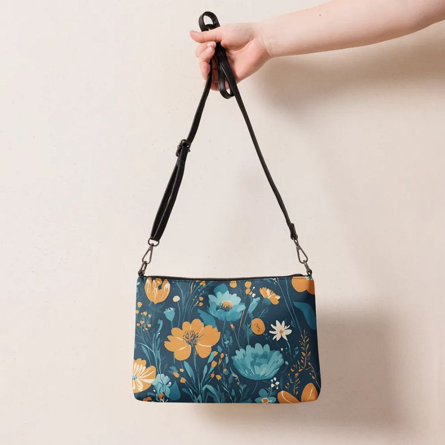 Chic Teal Flower Garden Crossbody Bag product image (3)