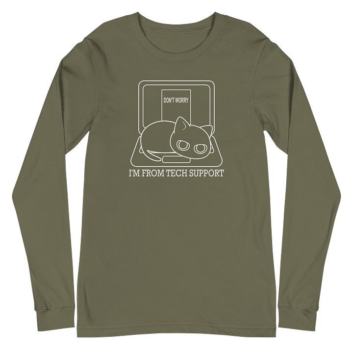 Cat on Laptop Unisex Long Sleeve Tee, White Print product image (2)