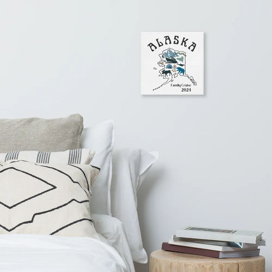 Alaskan Adventure: hand-drawn map & landscapes canvas wall art product image (9)