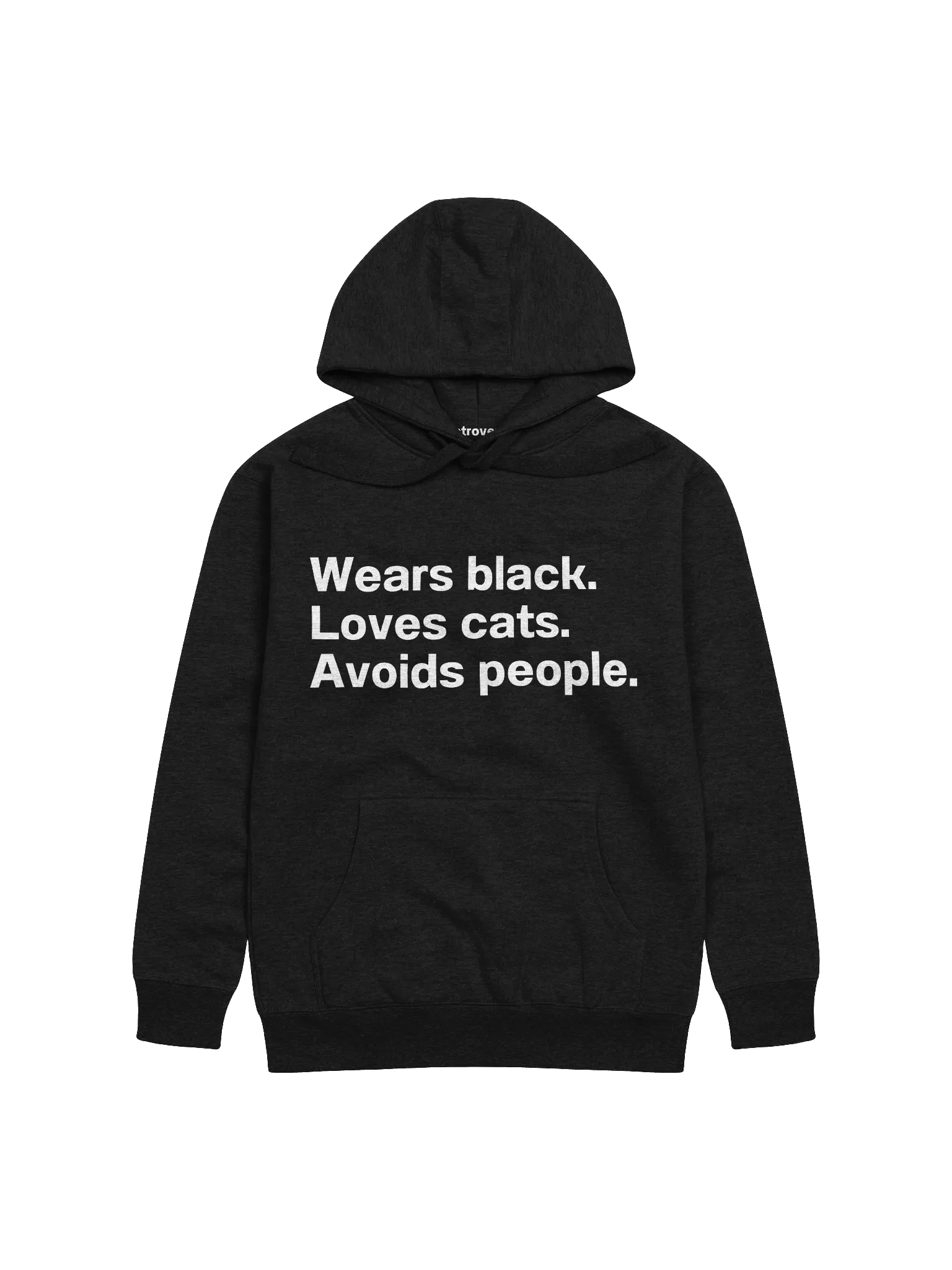 Wears black. Loves cats. Avoids people. Hoodie product image (1)
