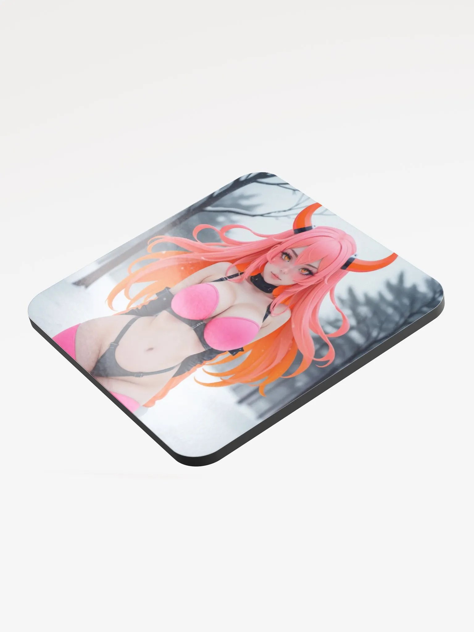 Frosty Pink Horns Cork Coaster product image (4)