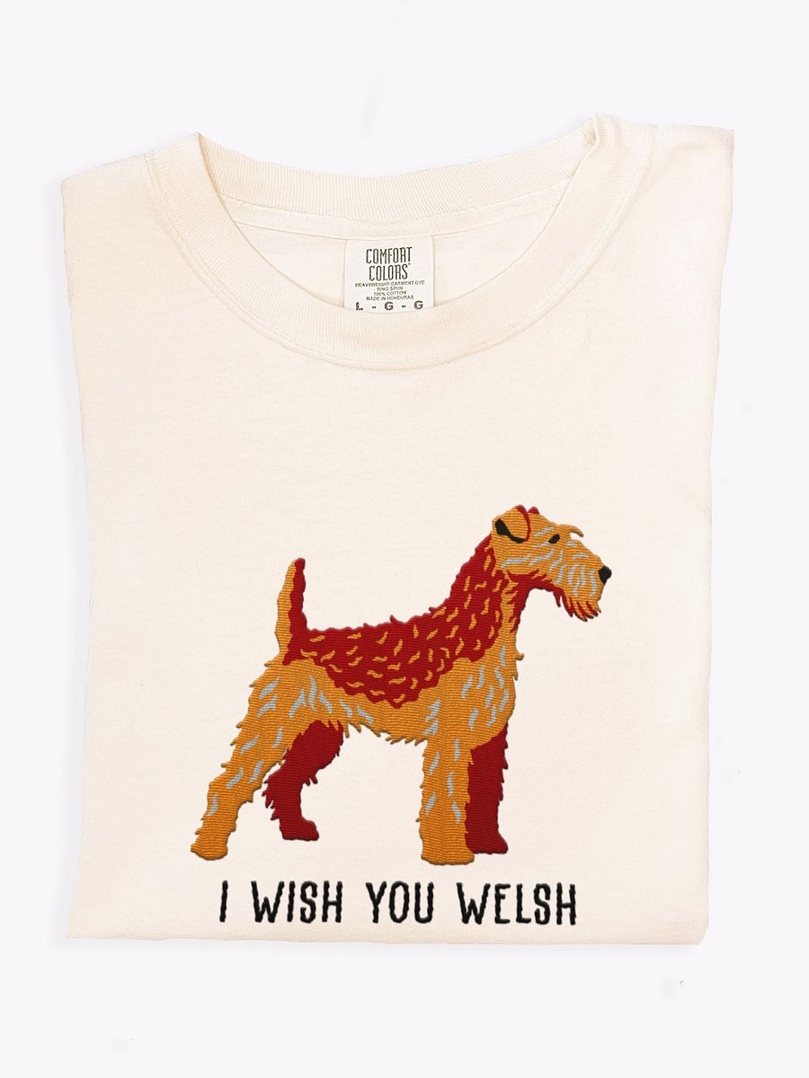 I Wish You Welsh T-Shirt(Embroidered) of a Fox Terrier(Red & Tan) product image (1)