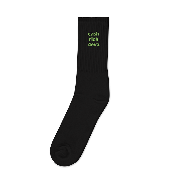 FAST MONEY GREEN WEALTHY $ PAID OFTEN Crew Socks product image (1)