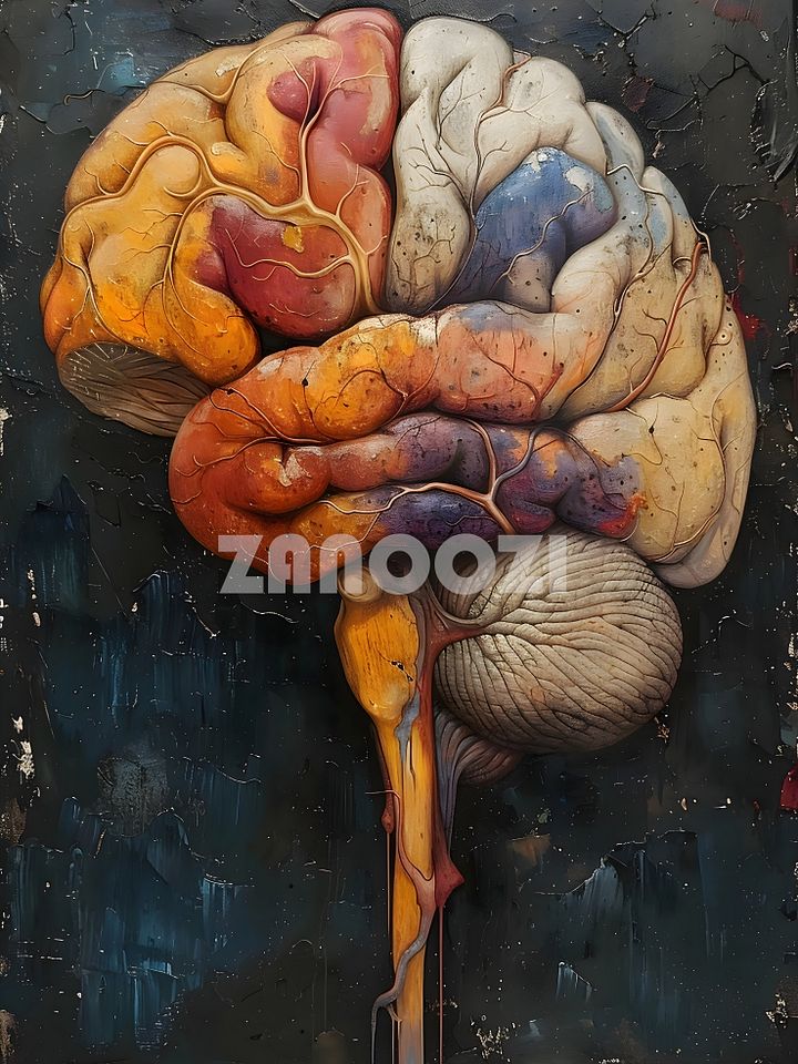 Neural Tapestry: A Vivid Brain Anatomy Oil Painting product image (1)
