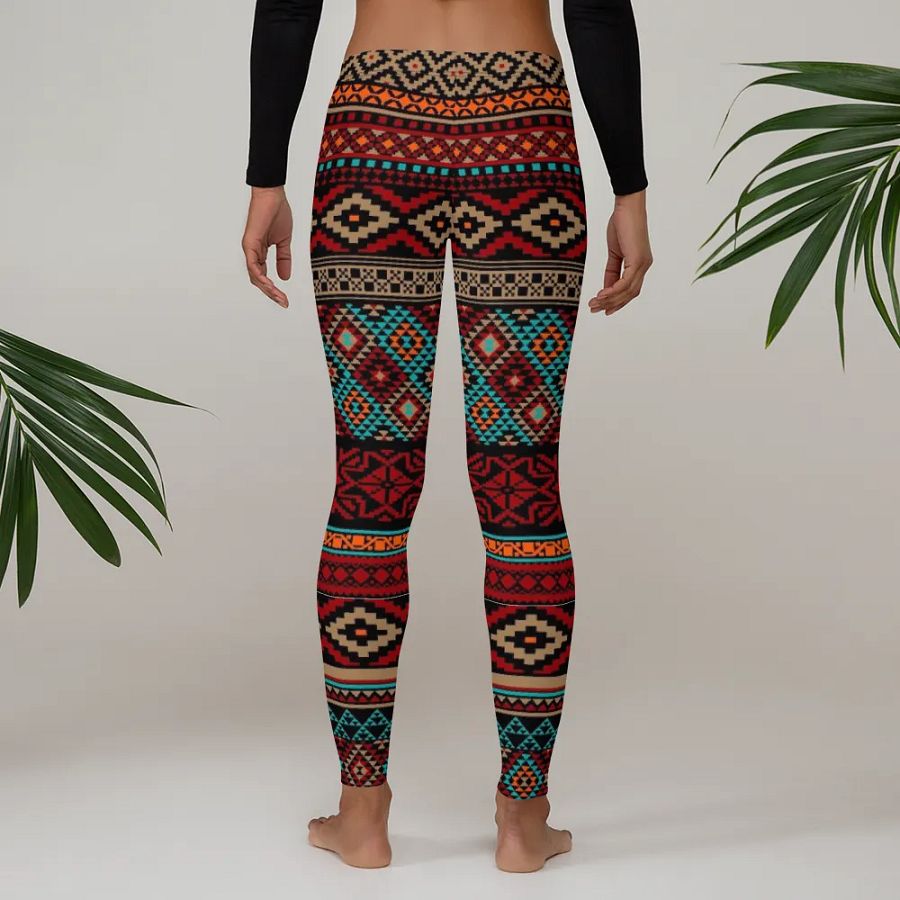 Boho Chic Aztec Print Leggings: Vibrant Southwestern-Inspired Women's Activewear product image (4)