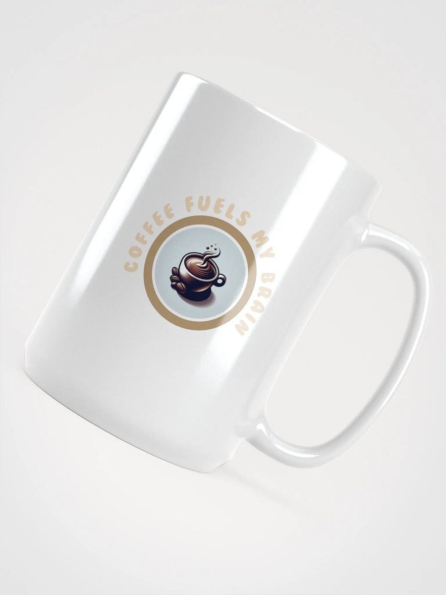 Brainy Brew White Glossy Mug | Coffee fuels my brain. product image (4)