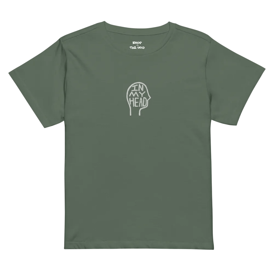 In My Head (white) embroidered waist length t-shirt product image (20)