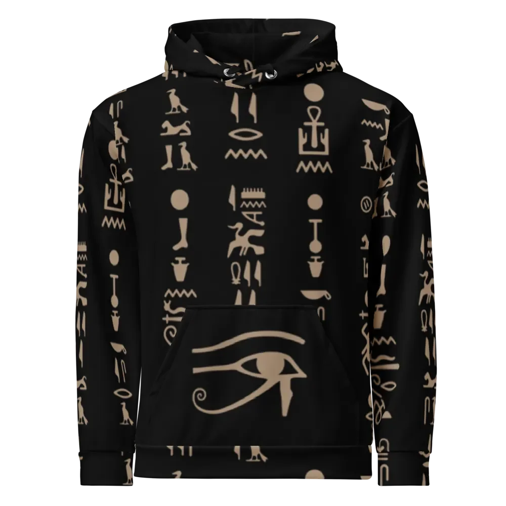 Isis Black Hieroglyphs All-Over Print Unisex Hoodie product image (1)
