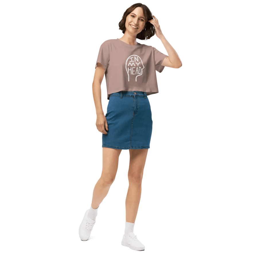 In My Head (white design) printed cotton crop top product image (3)