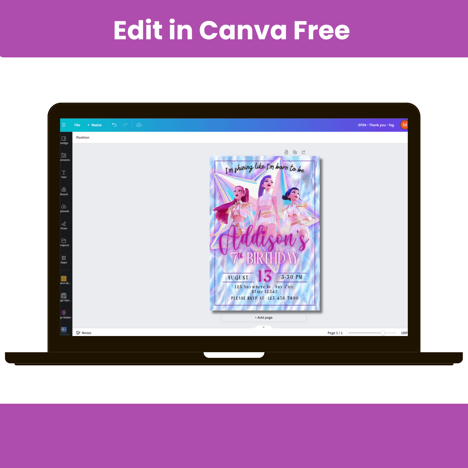 K-Pop Demon Hunters Birthday Invitation – Editable Canva Template product image (6)