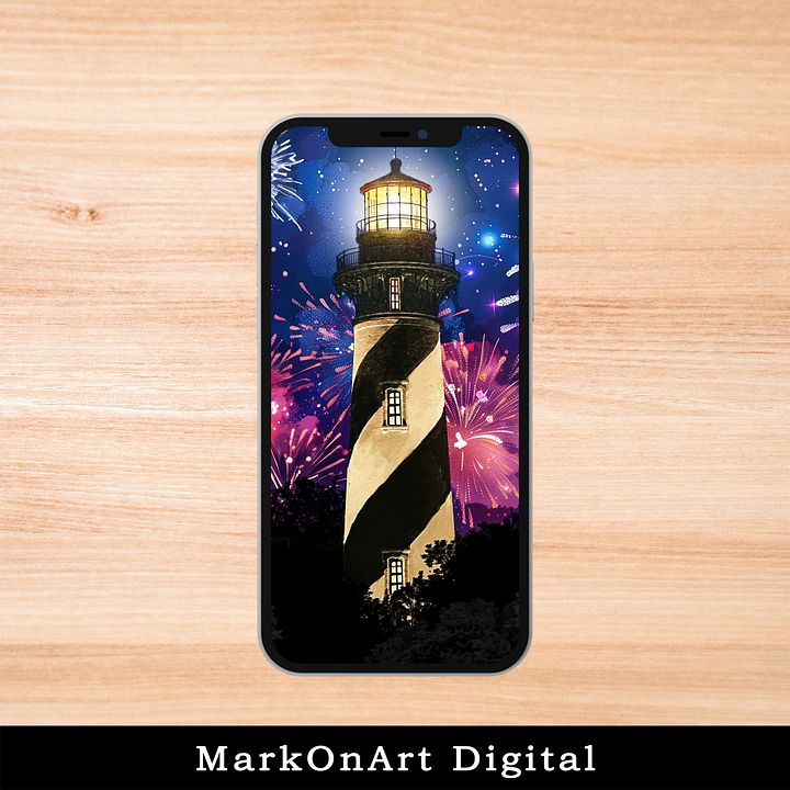 St Augustine Lighthouse Fireworks Art For Mobile Phone Wallpaper or Lock Screen | High Res for iPhone or Android Cellphones product image (1)