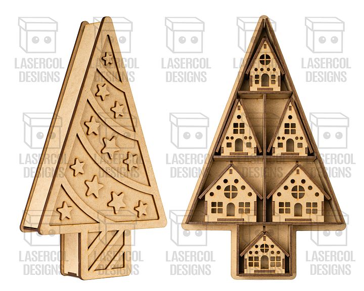 Christmas Houses Ornaments Box - Laser Cut Files product image (2)