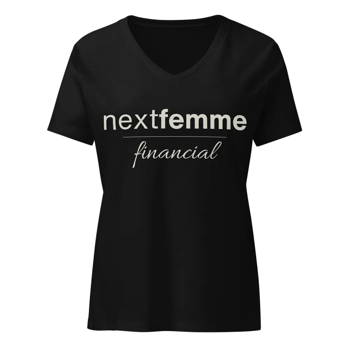 Relaxed V-Neck Tee with Light Beige Logotype product image (1)