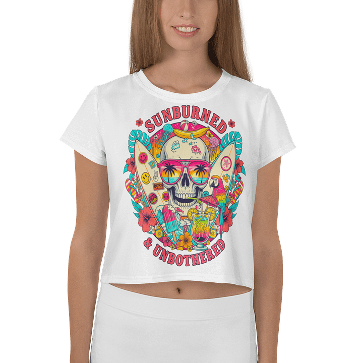 Sunburned & Unbothered — Retro Summer Skull Vibes T-Shirt product image (1)