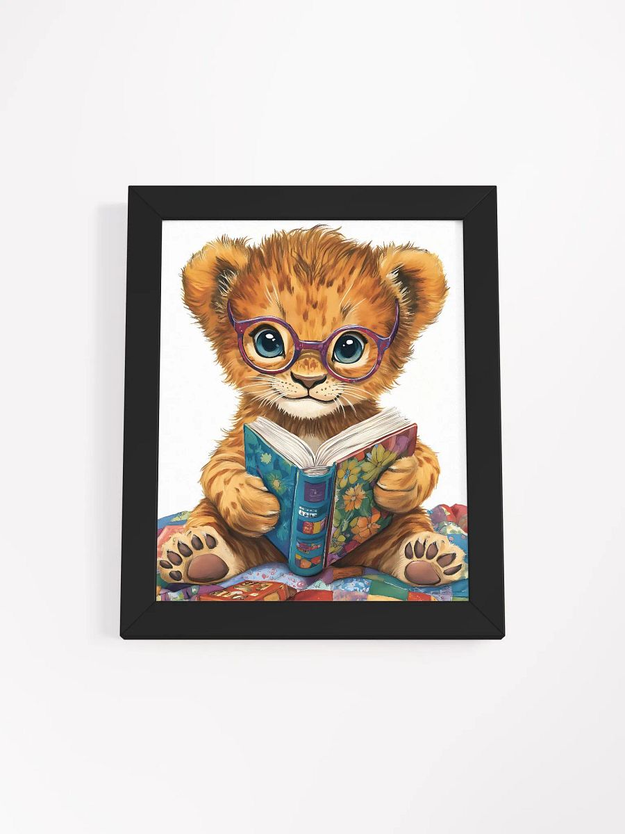 Whimsical Lion Cub Reading Poster product image (7)