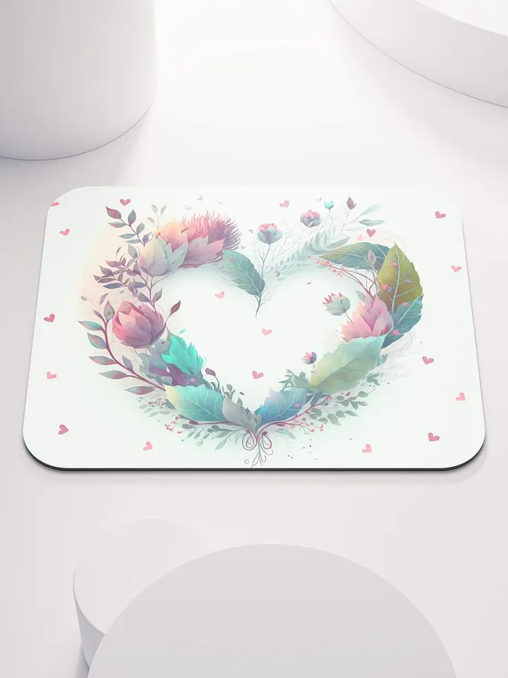 Valentines Flower and Greenery Heart Mousepad product image (1)